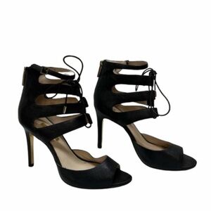 LOUISE ET CIE JANELL BLACK LEATHER LACE UP HEELS size 9M